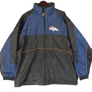 Denver Broncos Size XL Men Full Zip NFL Jacket Lined Big Logo Mid Length